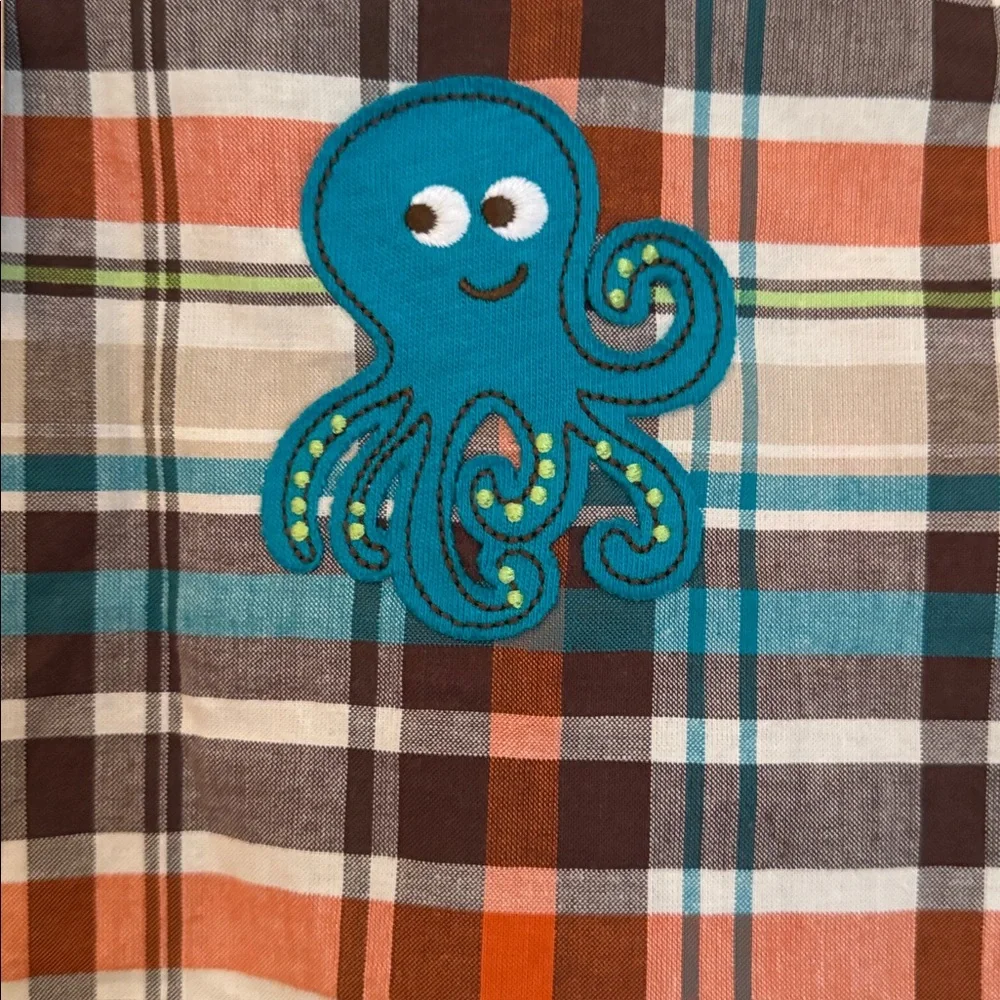 Carter's Multicolor Plaid‎ Romper with Octopus 6Month